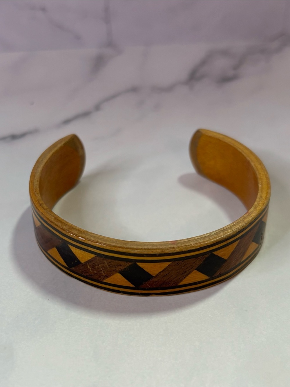 Vintage Wood Marquetry Bangle